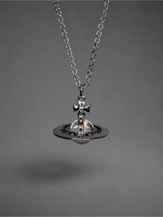 Vivienne Westwood Jewelry - Vivienne Westwood Silver Platinum Orb Pendant Necklace with Gem Accents